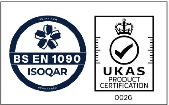 ISOQAR BS EN 1090 and UKAS Product Certification mark, UKAS number 0026